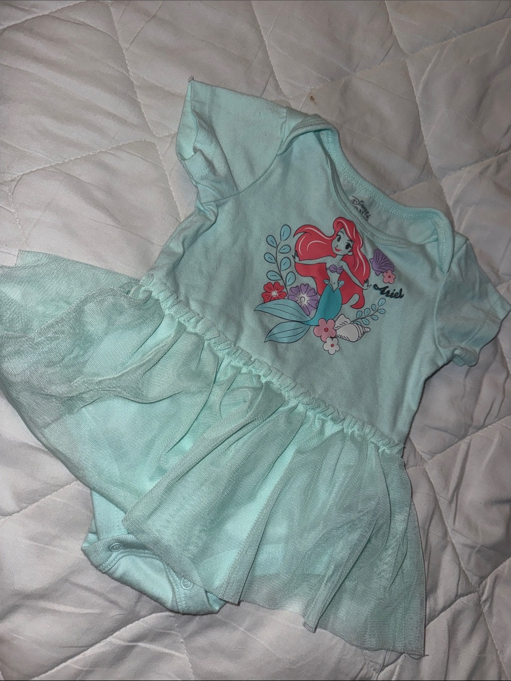 3-6m Disney Ariel little mermaid Mint Green Tulle Bodysuit like new